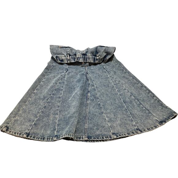 New Pleated Maxi Acid Washed Denim Skirt - Women’s Size L - INTERMIX - Picture 6 of 9
